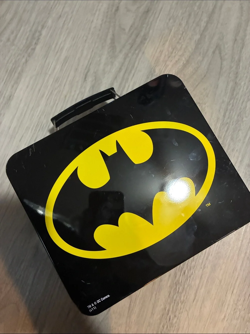 Batman Logo Black and Yellow tin case